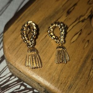 Vtg Avon Gold Tassel Rope Drop Earrings - Women Jewelry